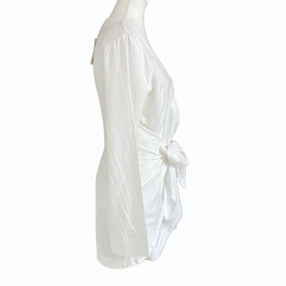 NWT RHYTHM LIVIN WHITE LONG SLEEVE TIE FRONT TUNIC - S - Picture 2 of 11